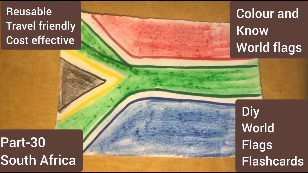🇿🇦DIY World flag flashcard South Africa| colour & know flags | Reusable travelfriendly costeffective