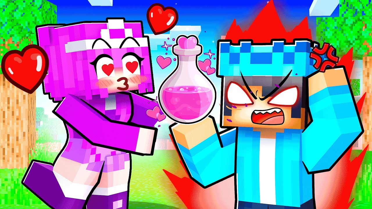 MY CRUSH Drank a LOVE POTION in Minecraft..