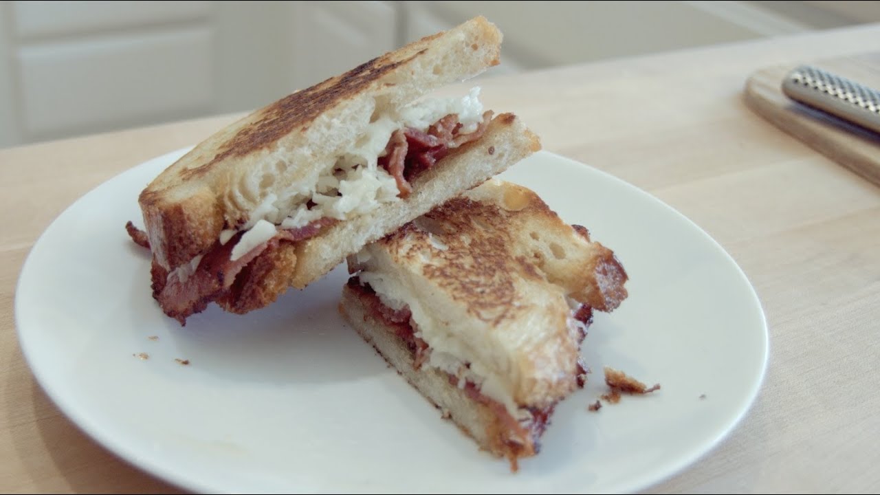 Spanish Inspired Grilled Cheese with Bacon I Bacon Fat Grilled Cheese Recipe!