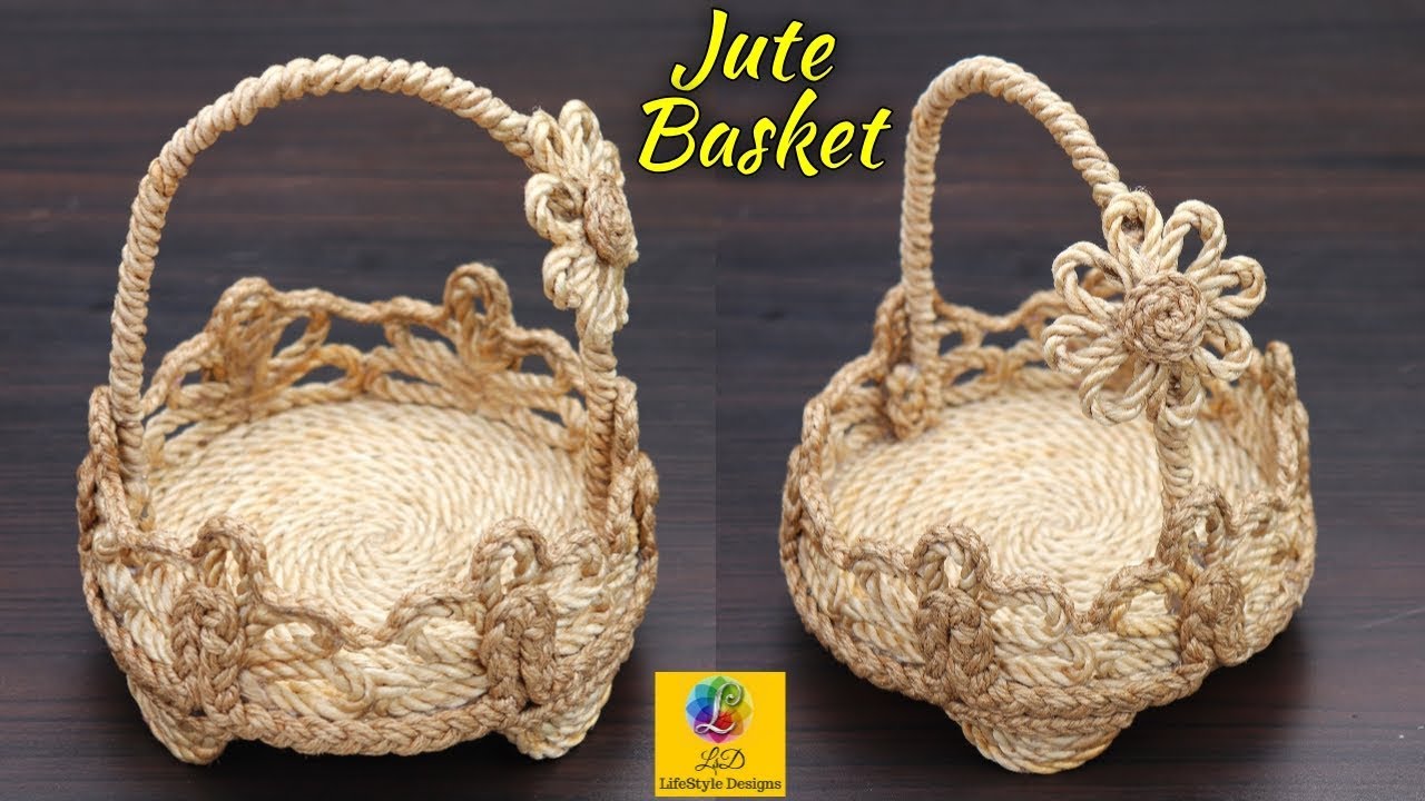 How To Make a Flower Basket With Jute Rope | Jute Rope Basket | Best Out Of waste Jute Craft Idea