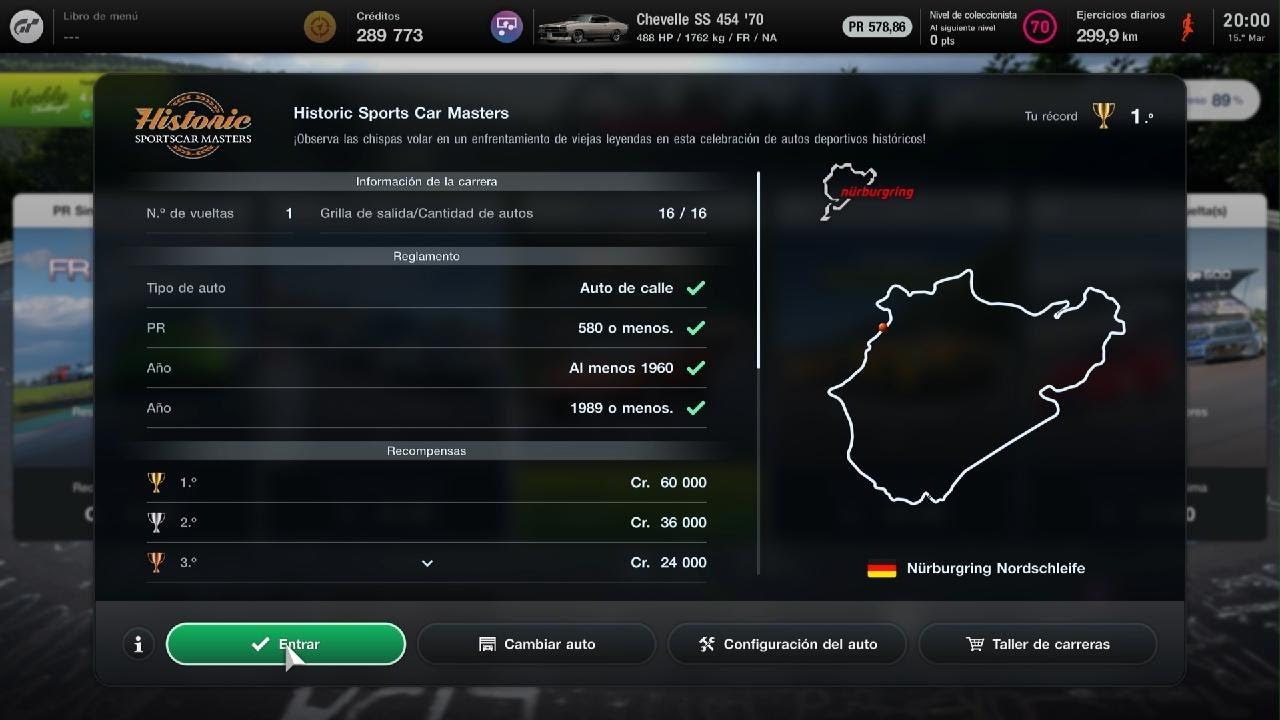 Gran Turismo 7 - Desafios Semanales Marzo Semana 2 Historic Sportcars Masters y World Touring Car700