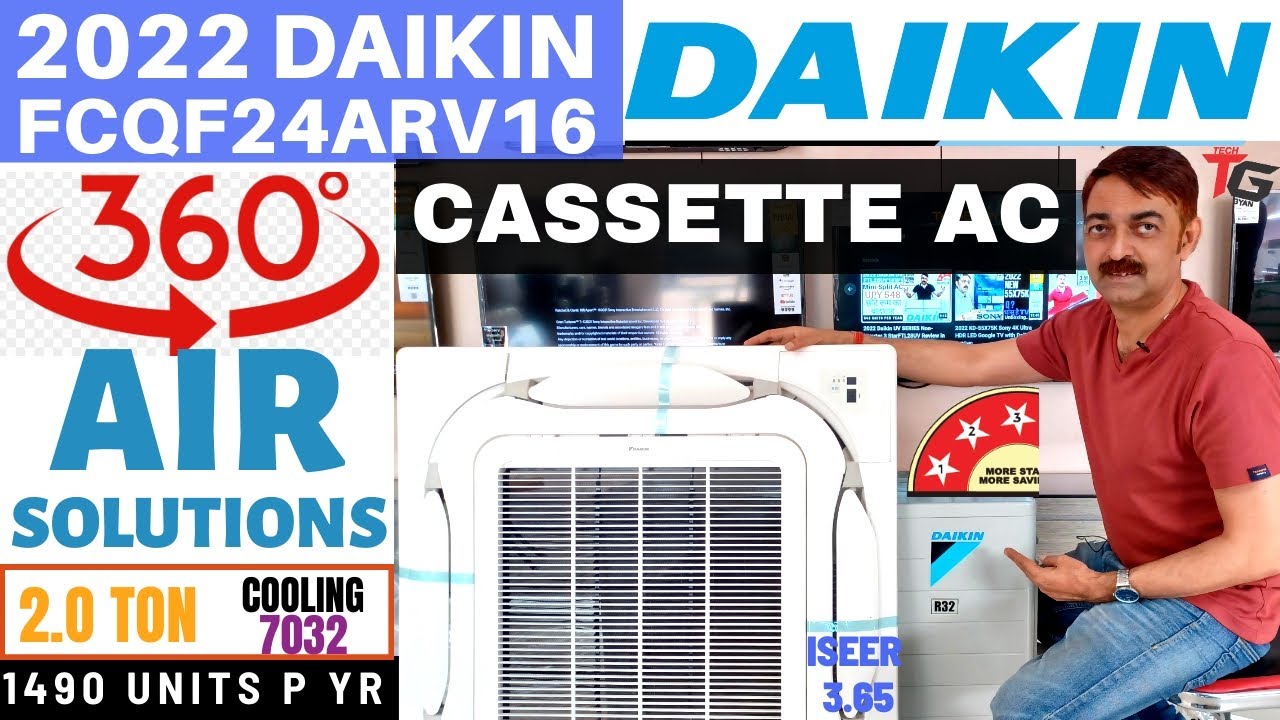 Обзор кондиционера Daikin 2.0 Ton 3 Star Cassette 360 ​​Air Solution Conditioner (FCQF24ARV) R32 ...