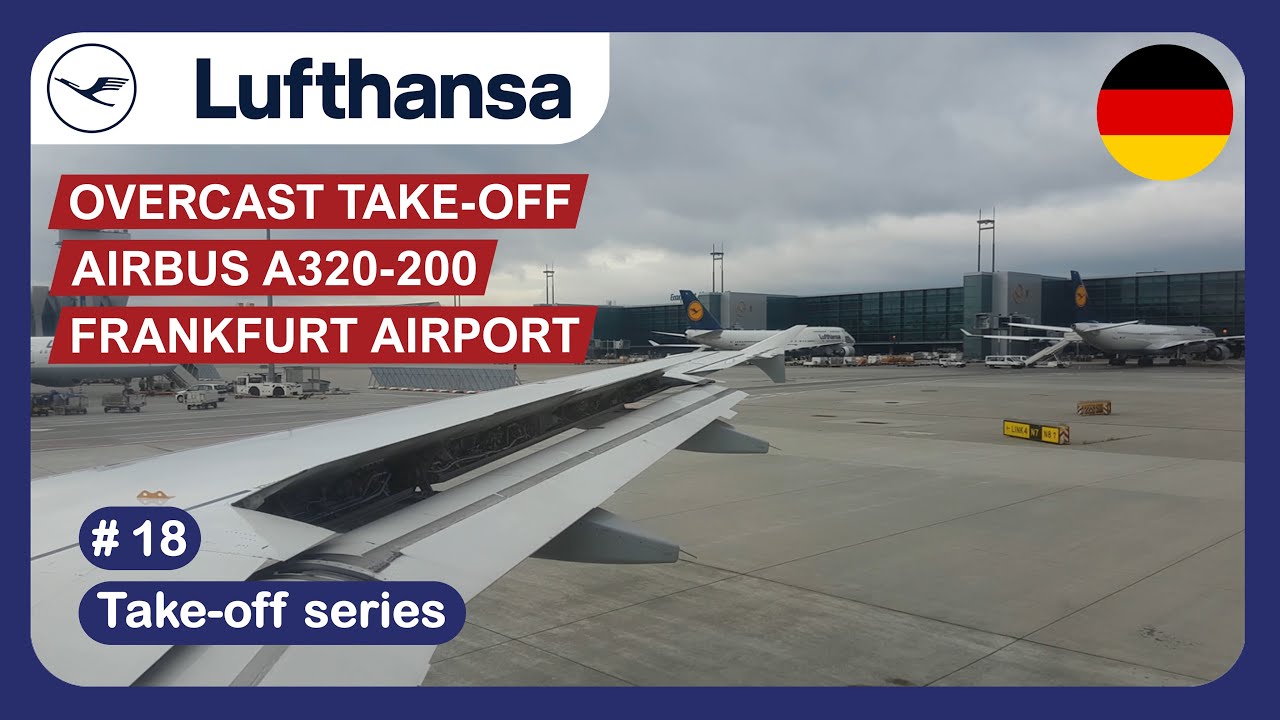 Overcast takeoff Lufthansa Airbus A320 from Frankfurt am Main Airport