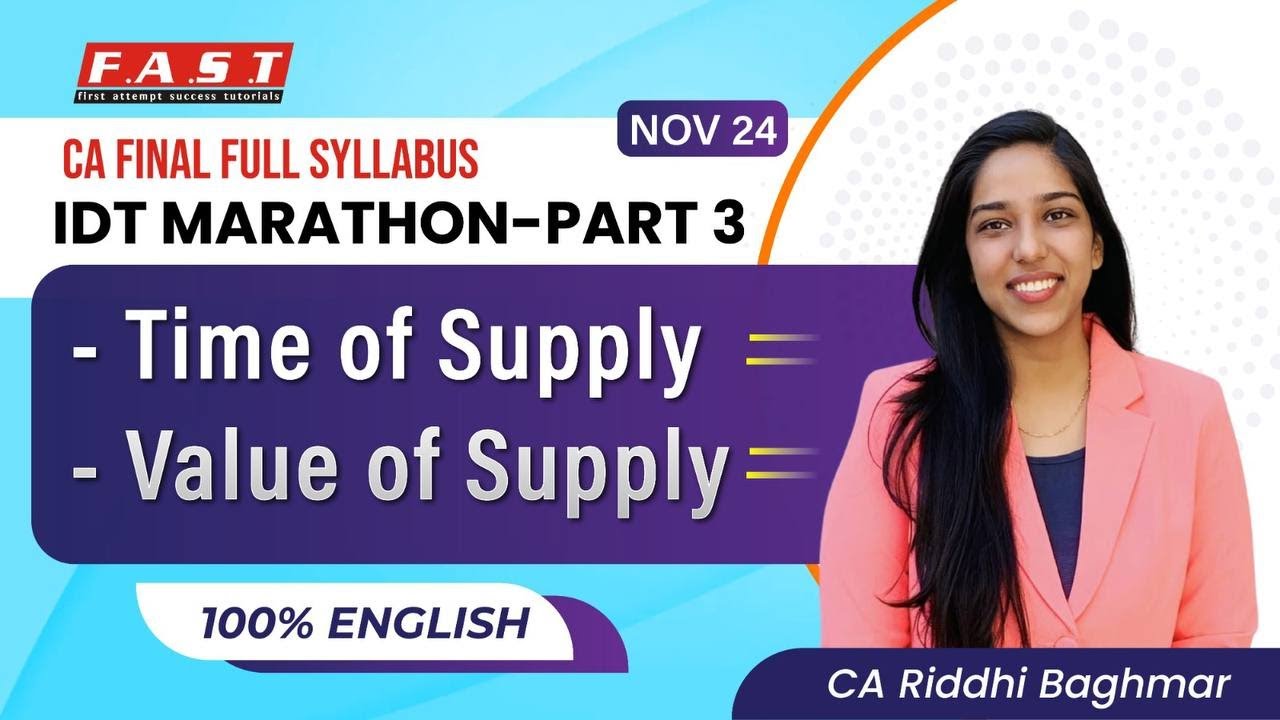 CA/CMA FINAL IDT - Value of Supply - 100% English Revision Series