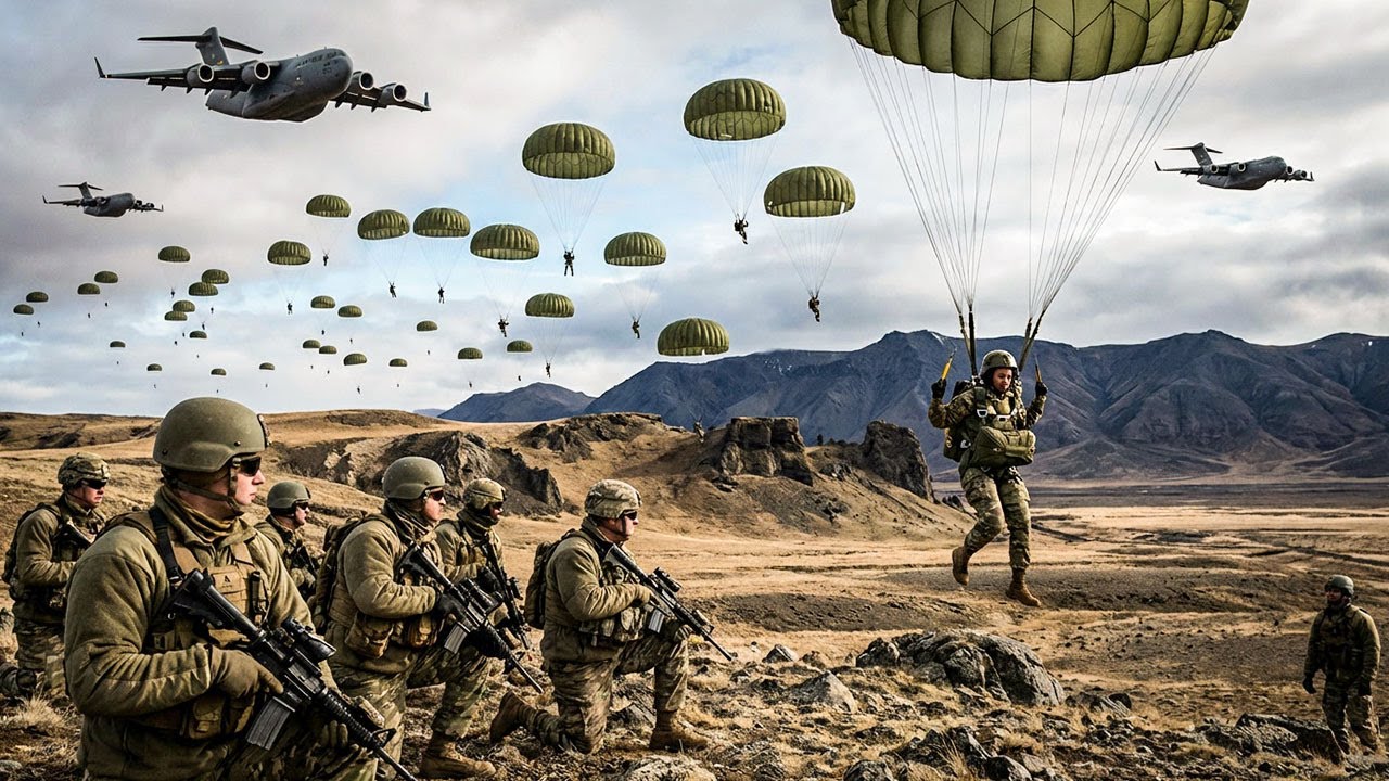Tensions in Iran! US C-17 Female Paratrooper Performs Static Parachute Jump in Alaska