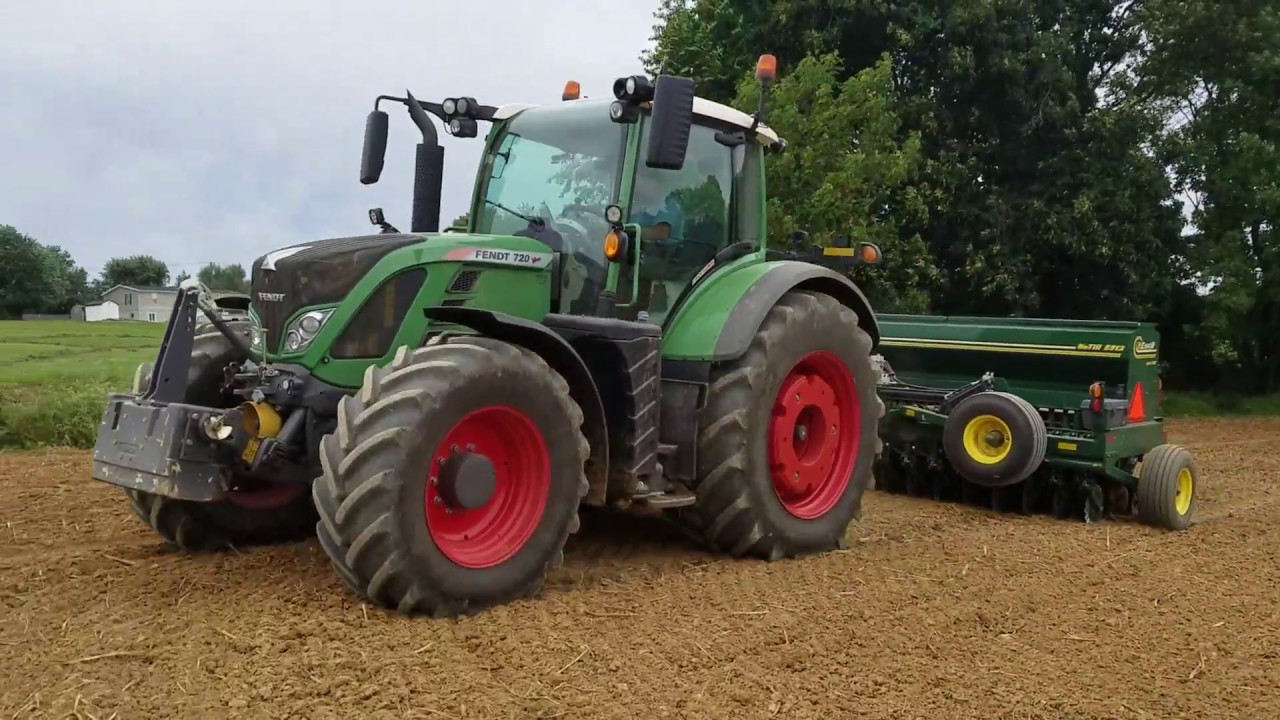 Seeding grass/legume mix with Esch drill on SpringWood's rental farm