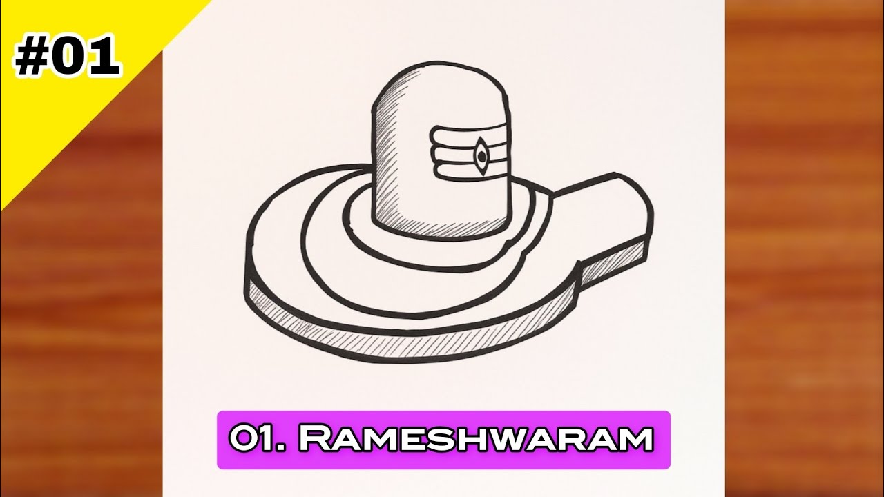 How to draw shivling || easy mahadev drawing step-by-step || Rameshwaram Jyotirling Drawing