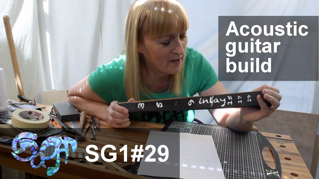 Сборка акустической гитары Sugar SG1, часть 29: оставшиеся инкрустации на грифе