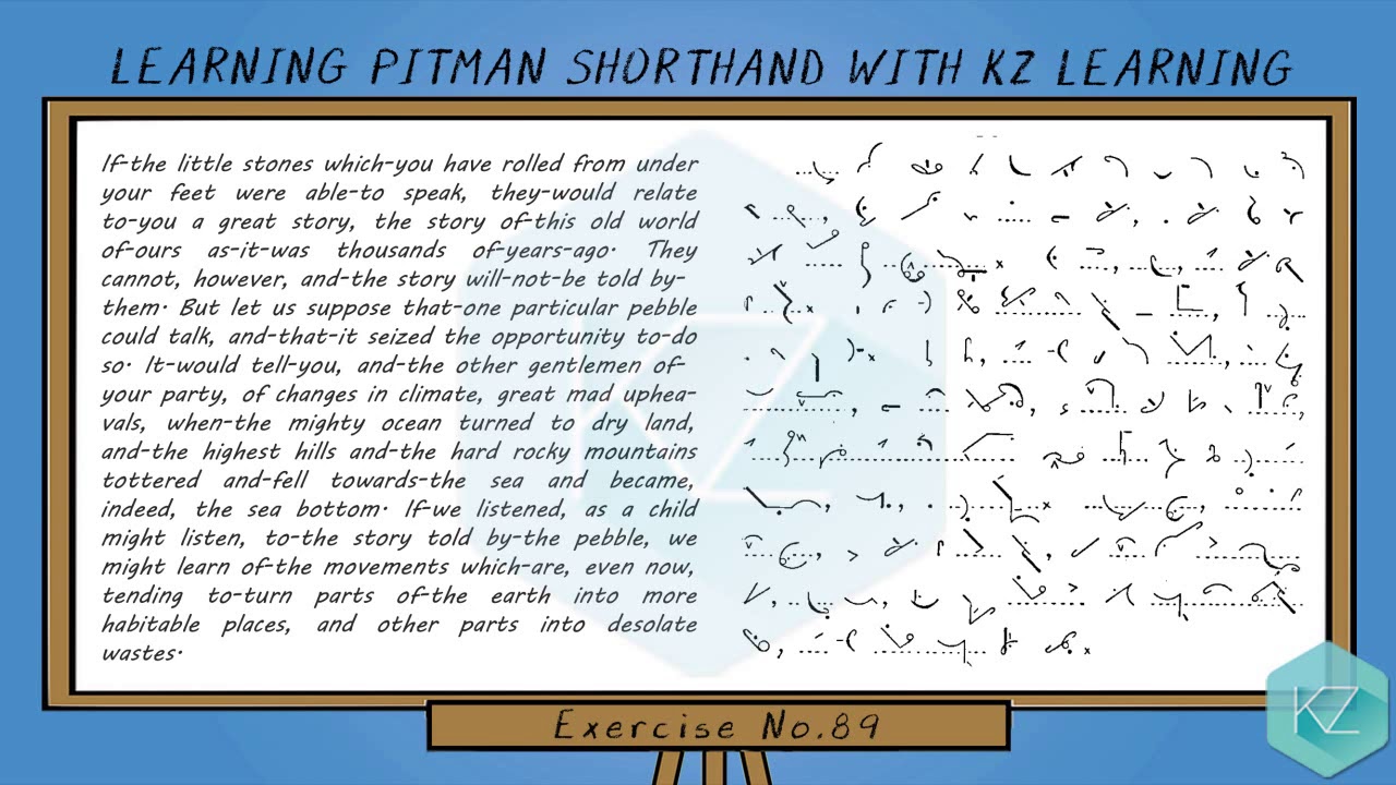 Pitman Shorthand - Exercise No.89 Dictation (85 WPM) - KZ Learning