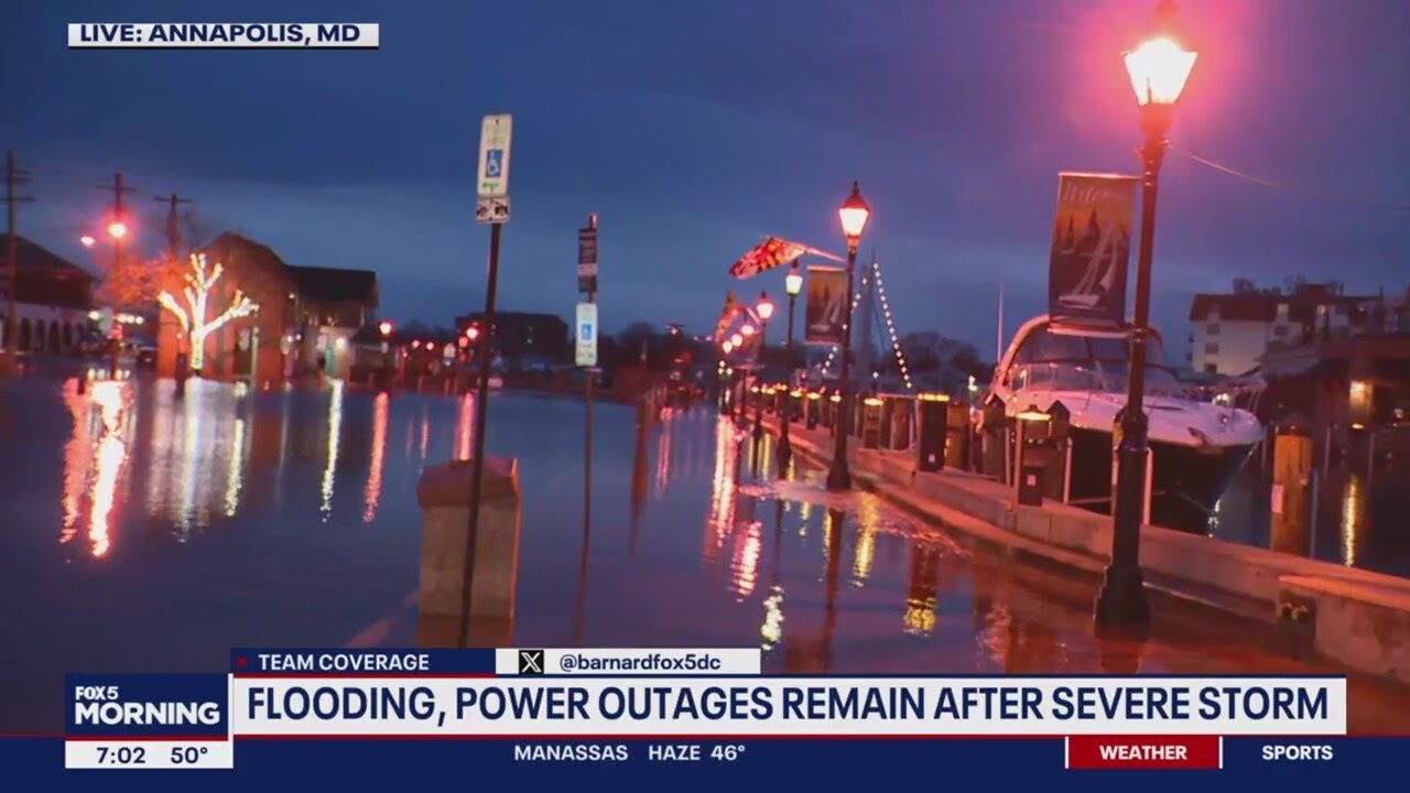 Flood waters spill onto City Dock in Annapolis