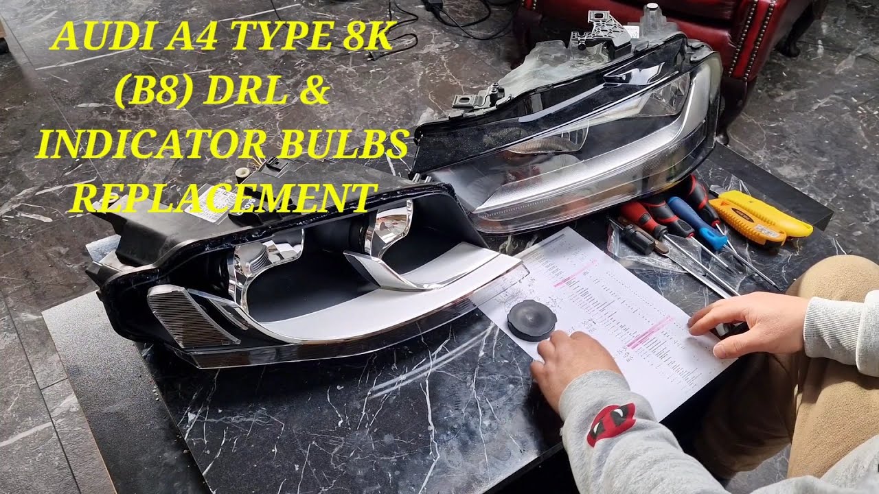 Audi A4 S4 B8 halogen headlight daytime running lights bulbs & indicator bulb replacement - INTRO