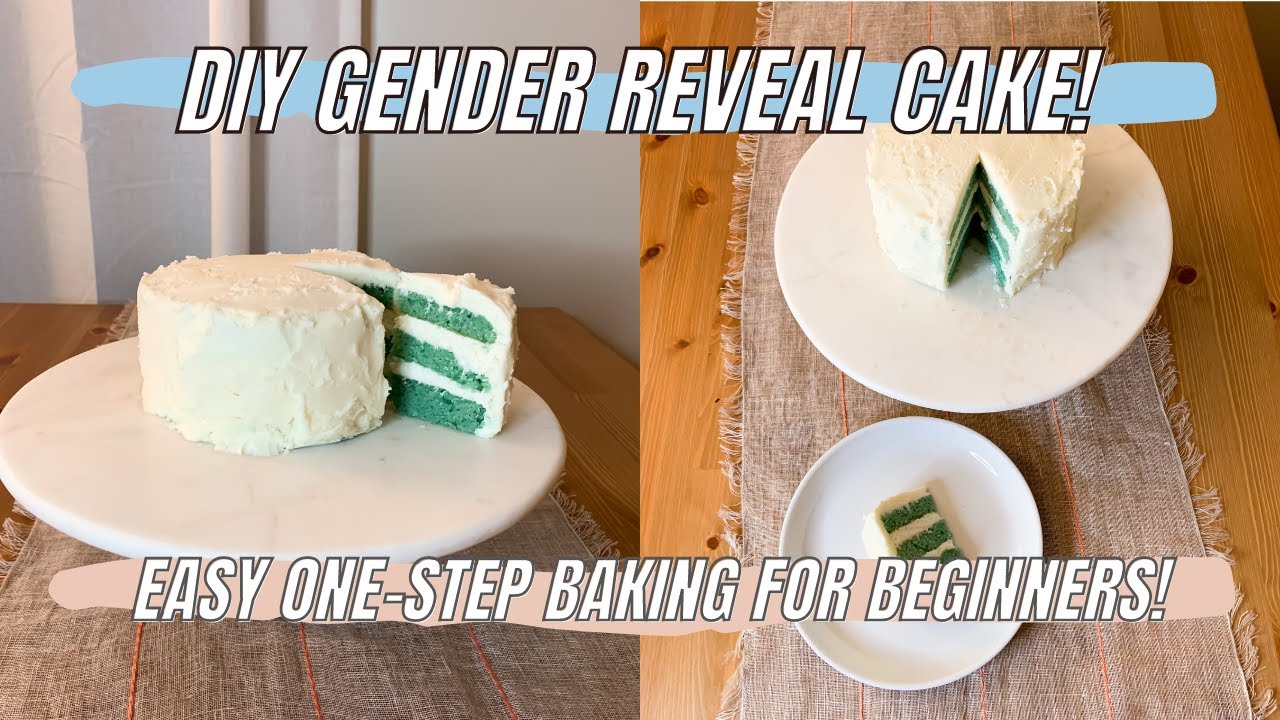 Make Your Own Gender Reveal Cake! Simple + Easy one step baking technique ☆ DIY Gender Reveal Cake