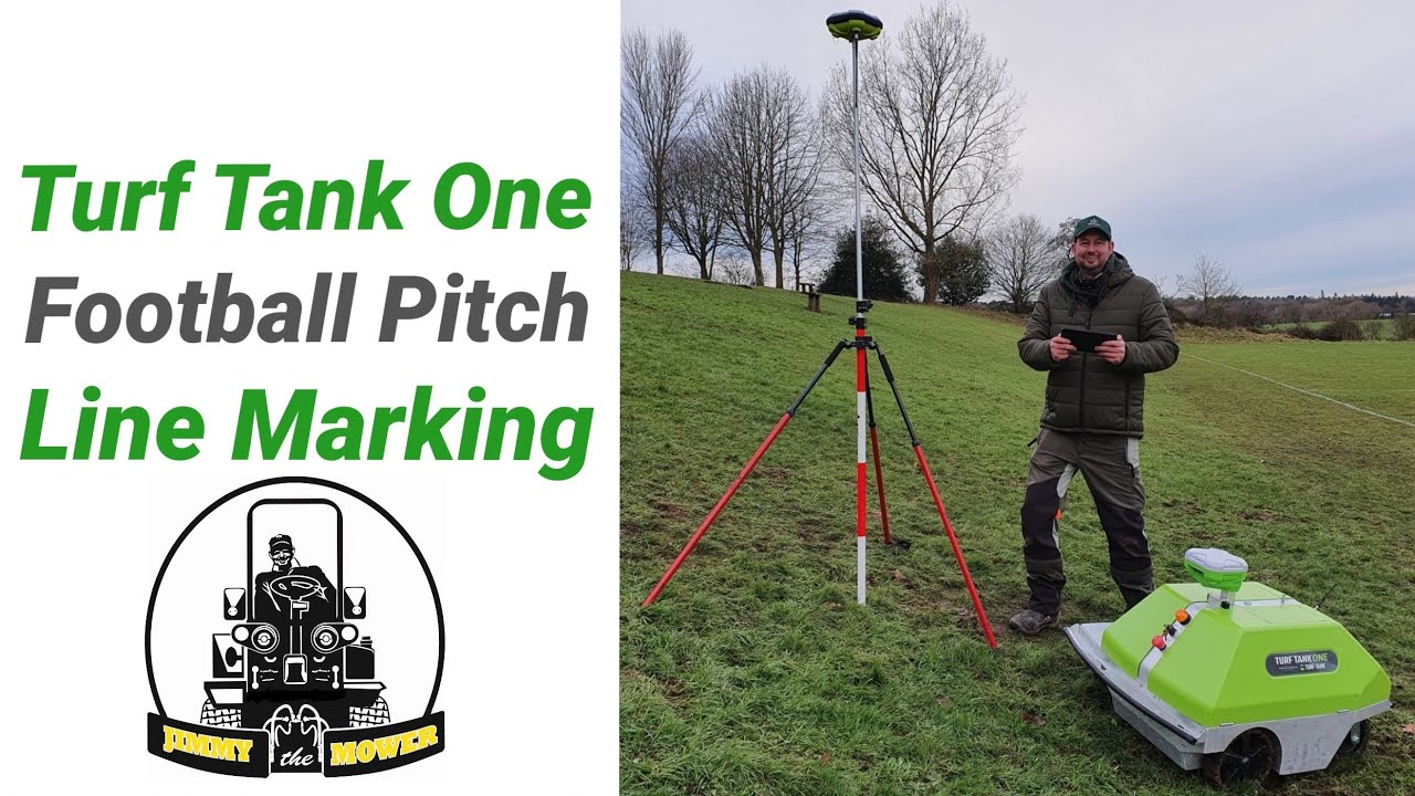 Turf Tank One Robot line marking machine. Football / Soccer pitch line marker review & demonstration