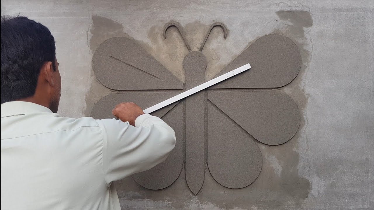 Easy butterfly decorative wall plaster design