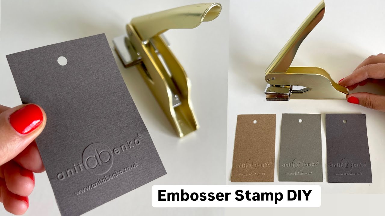 How to use Embosser Stamp tool, Paper Embossing,  Personalised Business Logo card DIY, Anita Benko