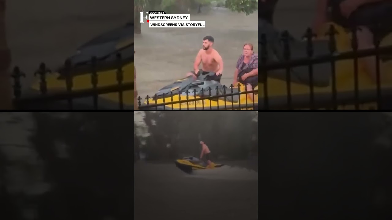 Sydney: Man Takes Jet Ski Through Flooded Streets Amid Heavy Rains | Subscribe To Firstpost | N18G