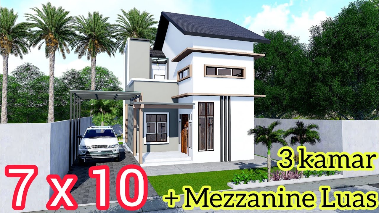 Rumah minimalis 3 kamar tidur dengan lantai mezzanine yang luas
