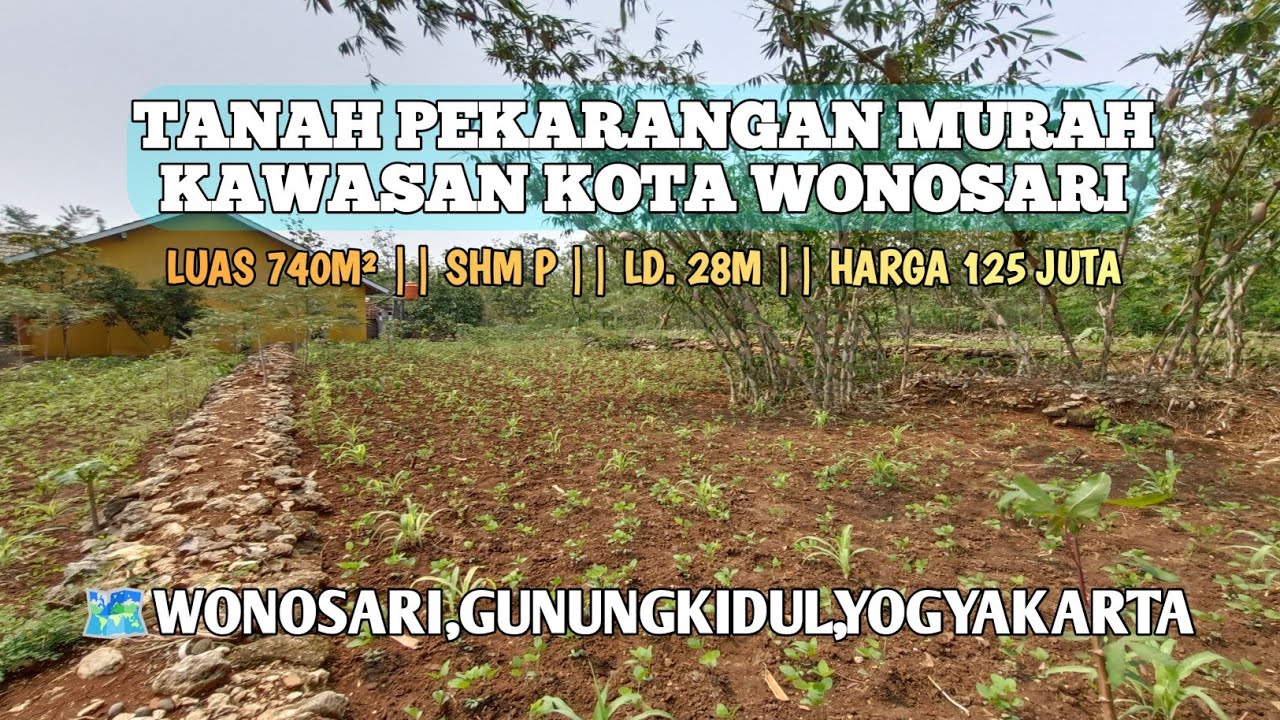 🔴 DIJUAL || #tanahpekaranganmurah Kawasan Kota Wonosari Luas 740 m² SHM P Tinggal Balik Nama