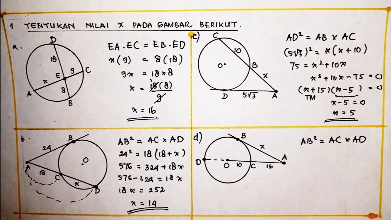 4 Soal Perpotongan Tali Busur, Rumus Secant-Tangent, Dalil Ptolomeus | Matematika 11