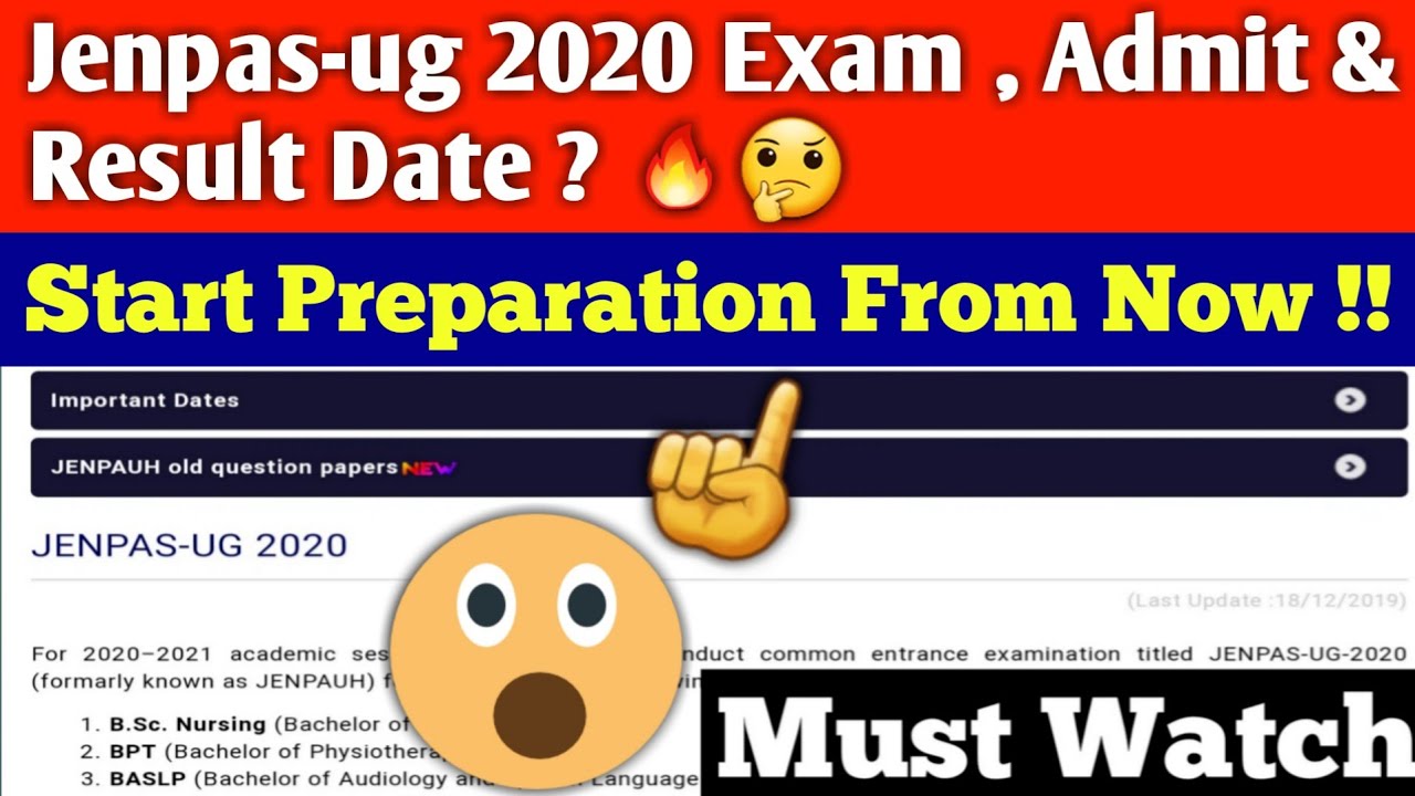 Jenpas-ug 2020 Exam Date | Jenpas-ug 2020 Admit card | Jenpas-ug 2020 Result Date | jenpauh 2020