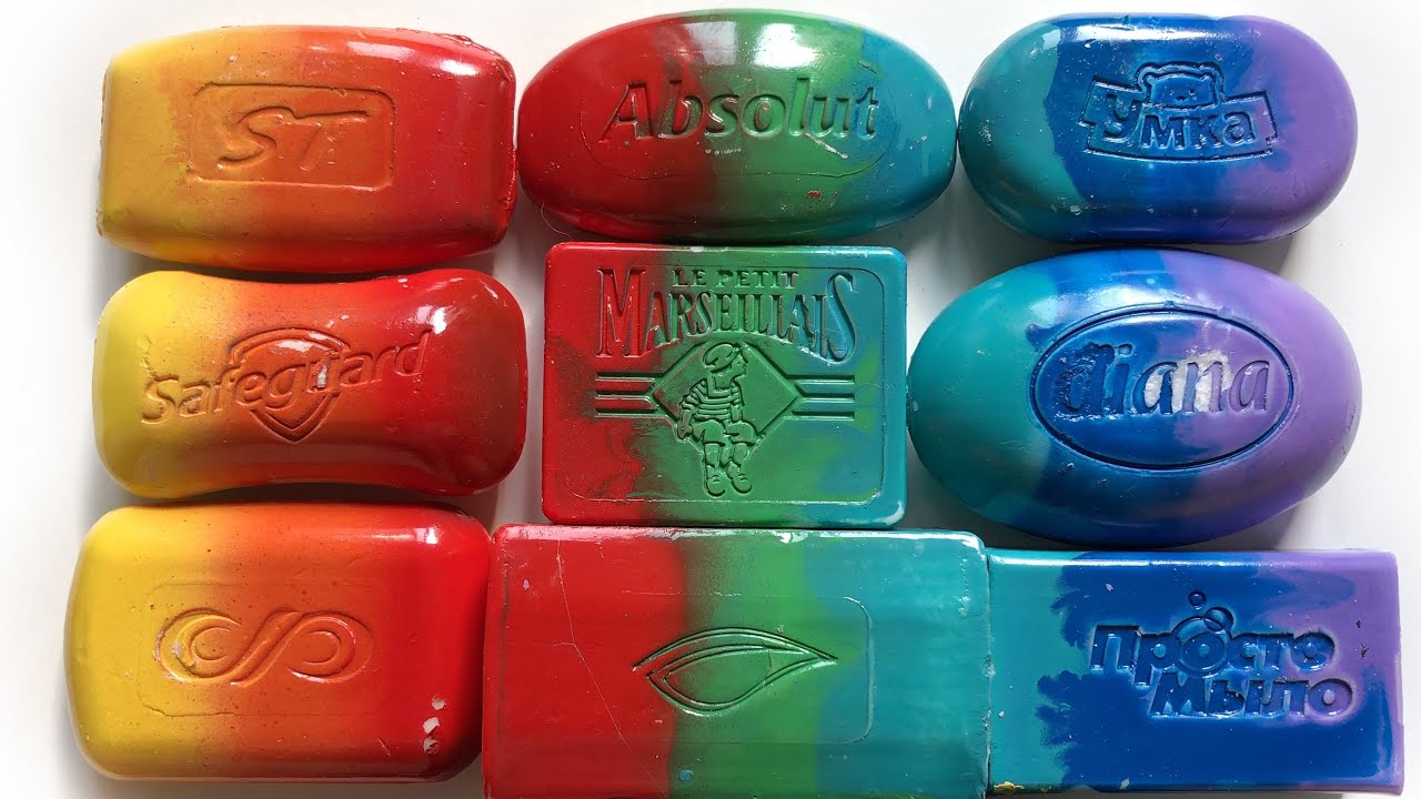 ASMR satisfying video, painted soap, crisp varnish/ АСМР крашенное мыло, приятные звуки