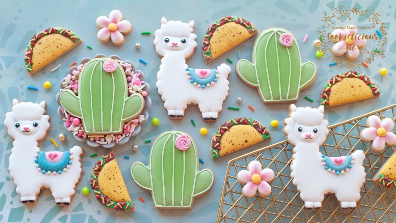 How to make LLAMA, CACTUS & TACO Cookies - Cute & simple designs