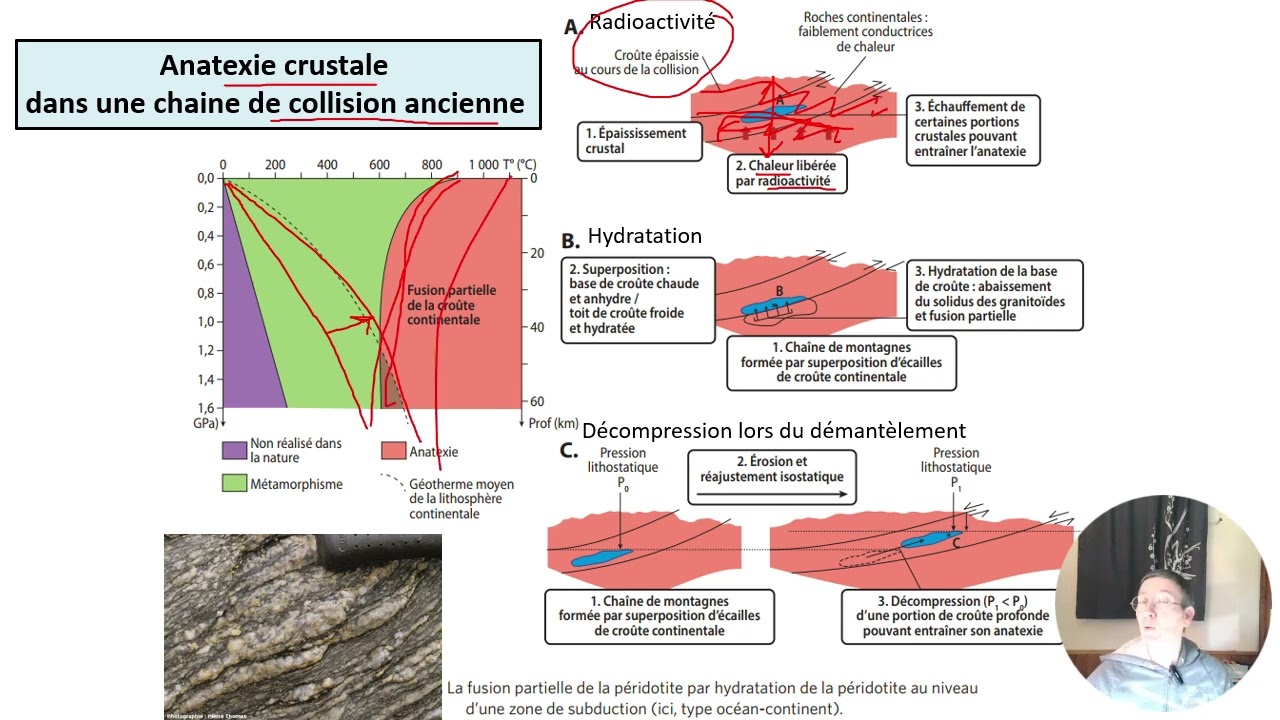 Les causes de l'anatexie (fusion de la croute continentale) dans les chaines de collision