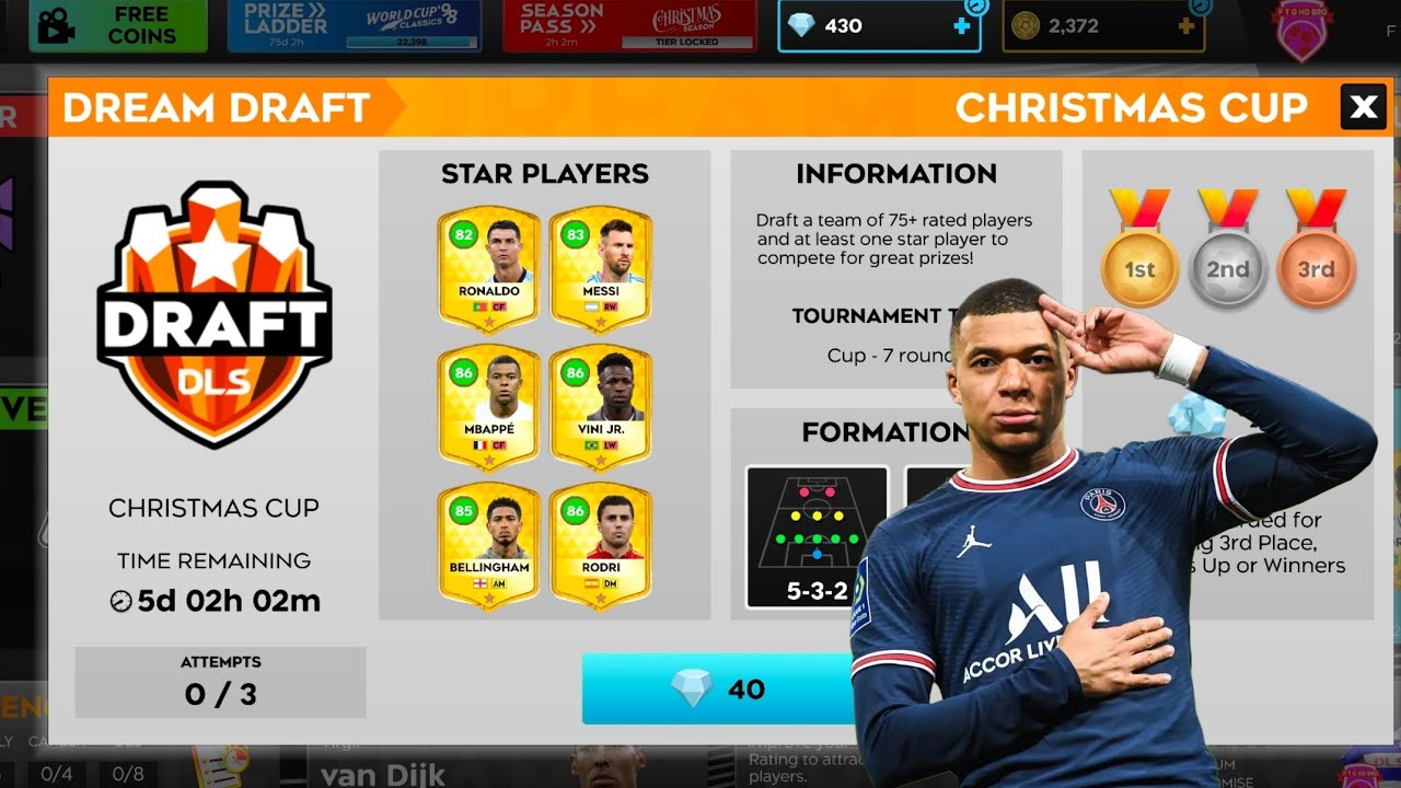 THE GREAT DREAM DRAFT WIN WITH MBAPPE DLS 25 . F T G HD BRO