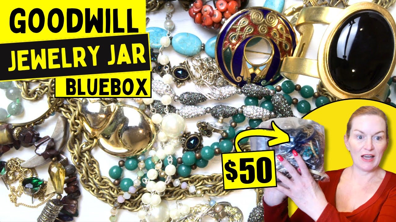 I Spent $50 on a GOODWILL Bluebox Jewelry Bag Found Treasures! 5 Pound Jewelry Jar Unboxing 2025