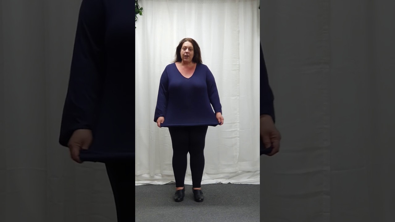 Plus Size Navy V Neck long sleeved top (CF5311B)