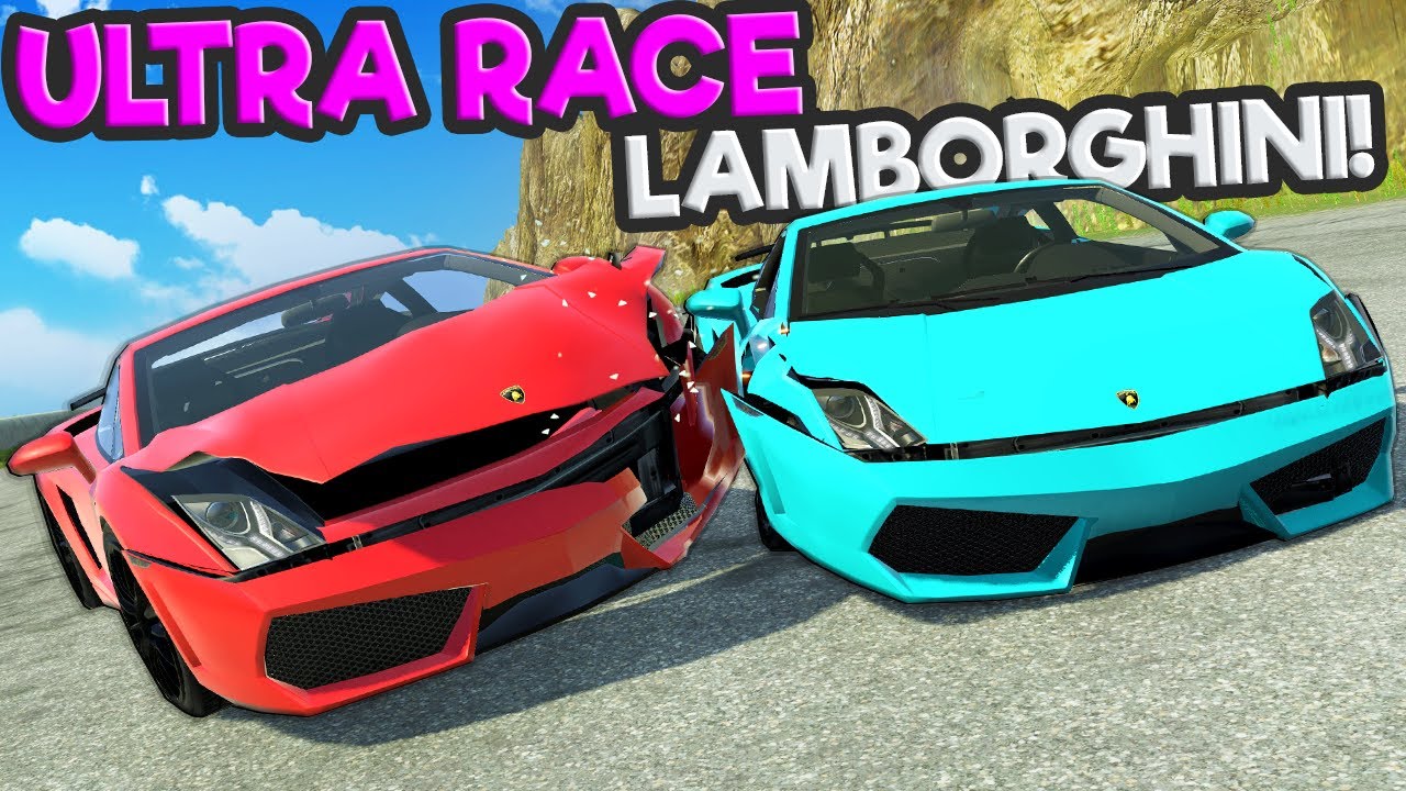 We Raced the New ULTRA RACE LAMBORGHINI Down a Mountain in BeamNG Drive Mods!