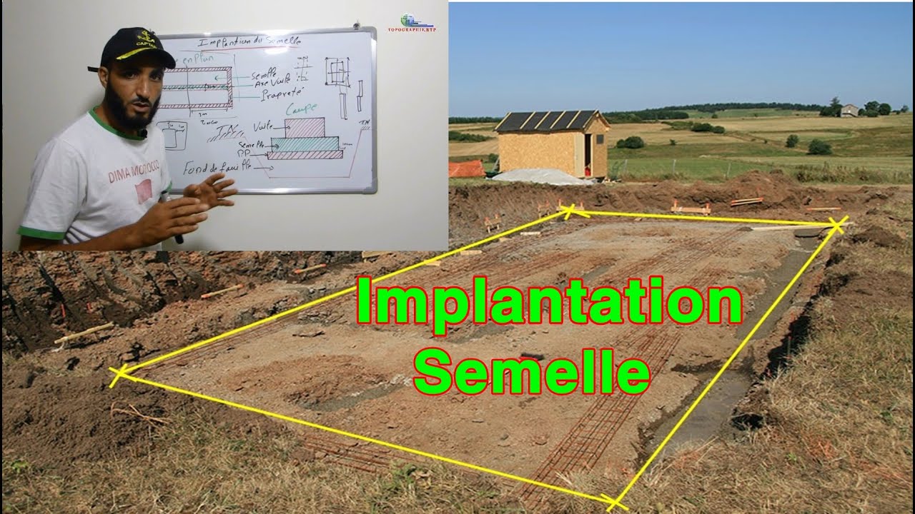 Implantation de la Semelle filante كيف تتم عملية توقيع أساس الجدار