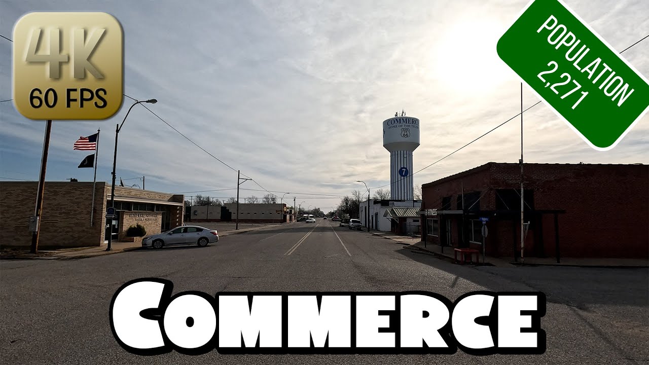Driving Around the Hometown of Mickey Mantle - Commerce, Oklahoma in 4k Video