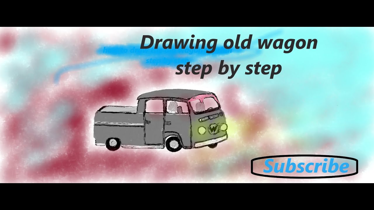 Drawing old wagon machin step by step