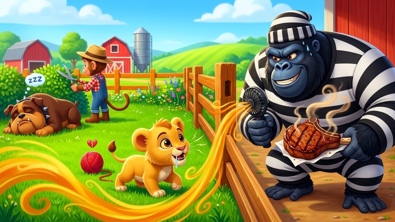 Funny Monkey | Brave Nino Rescues Baby Lion & Survives the Mountain Flood! | Monkey Cartoon