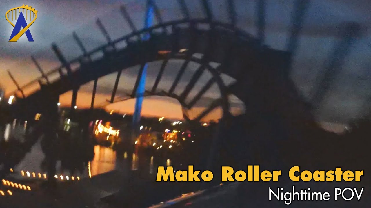Mako Roller Coaster Nighttime POV at SeaWorld Orlando