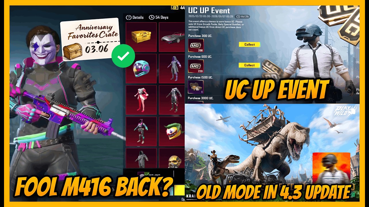 🔥FOOL M416 in Anniversary Crate? Next UC UP event l Old modes coming back in 4.3 update