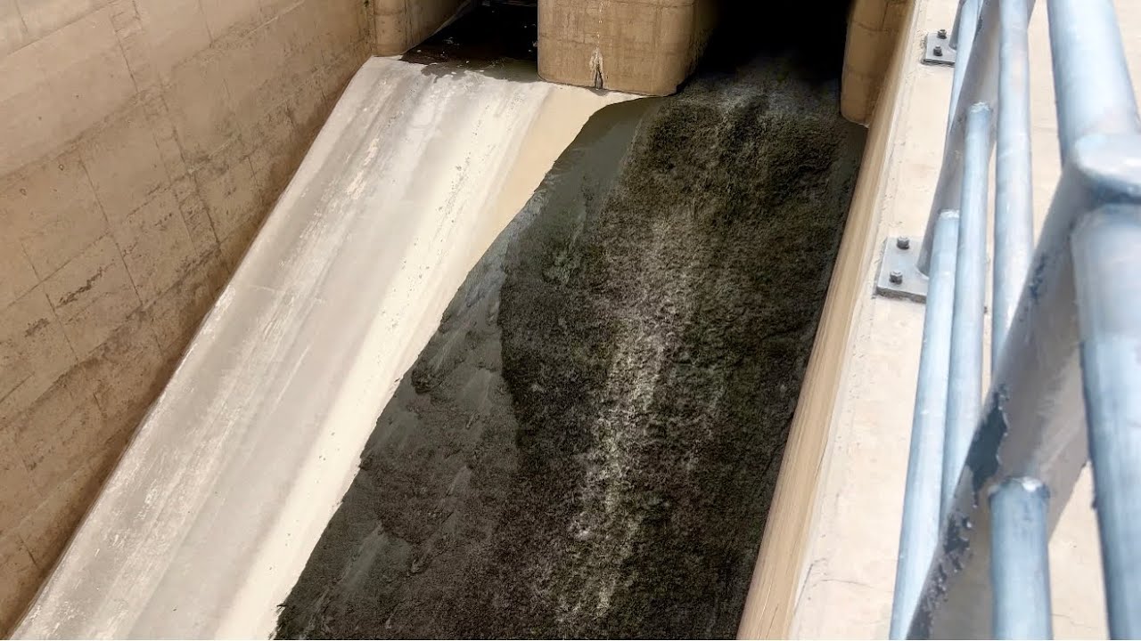 Massive sediment typhoon hits deepest dam inlet gate & dam open for clearing/flushing sediments 
