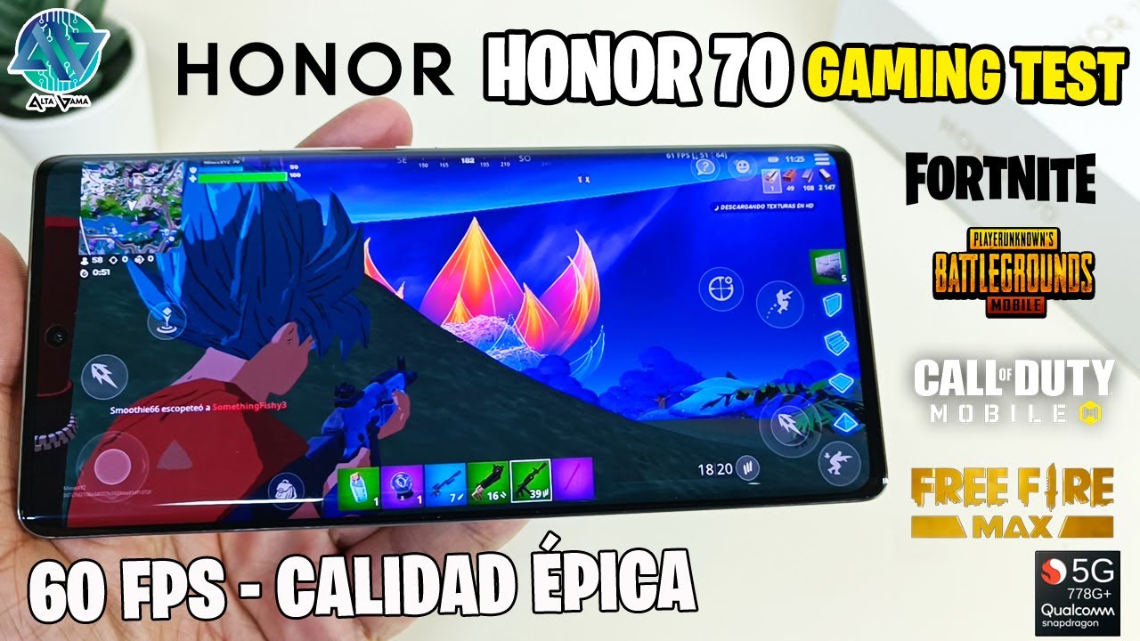 Honor 70 en PER&Uacute;: Gaming Test: Fortnite, Free Fire Max, COD y PUBG Mobile (Snapdragon 778G+)