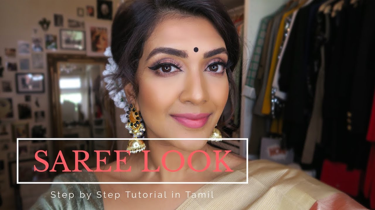 Saree Look Tutorial in Tamil | Vithya Hair and Makeup Artist