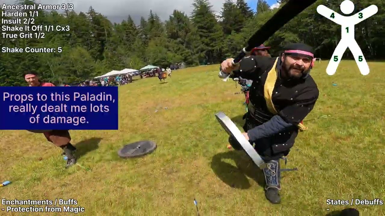 Amtgard - Warrior POV with HUD - Flag Circle Battlegame - Summer Midreign 2024
