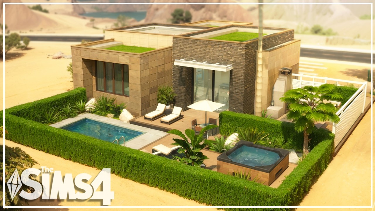 Modern Desert House | Base Game + 3 Kits Only | NO CC | Sims 4 Speed Build | Stop Motion