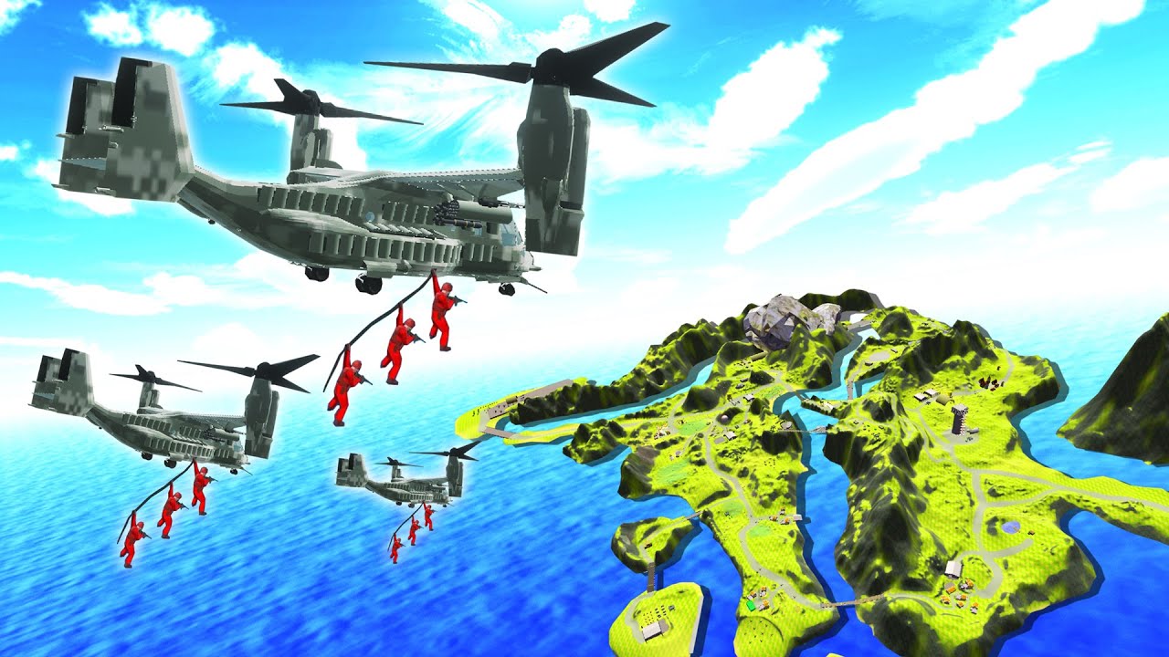 Osprey Invasion vs Impossible Island Base! | Ravenfield