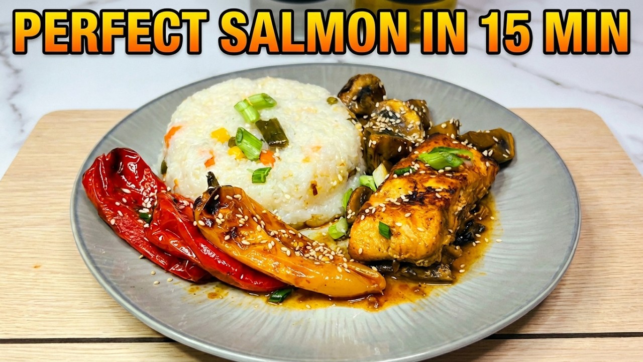 Perfectly Cooked Salmon with Mushrooms & Sweet Bell Peppers#food #fyp #recipe #cooking 