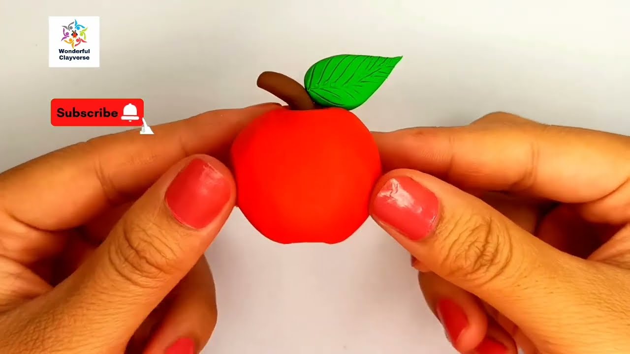 How to make apple with clay 🤩| Polymer clay fruits | how to make miniature fruits with clay 