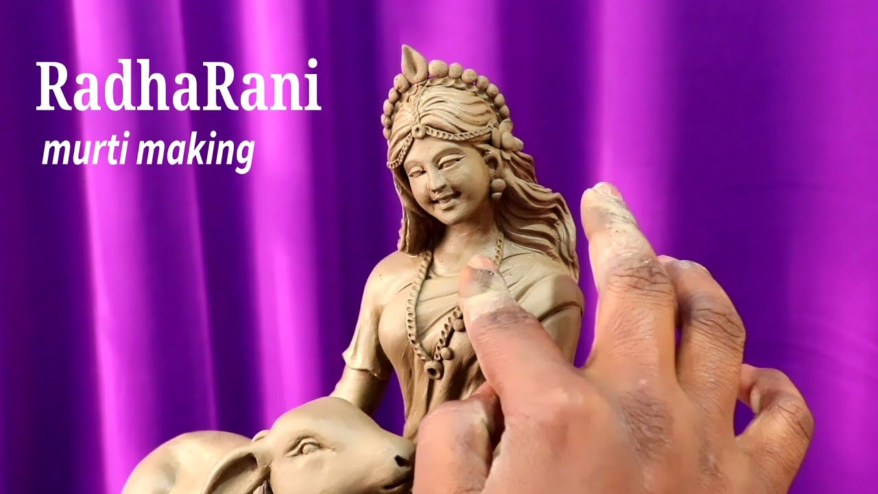 Mitti ki Radharani murti making with cow | clay art