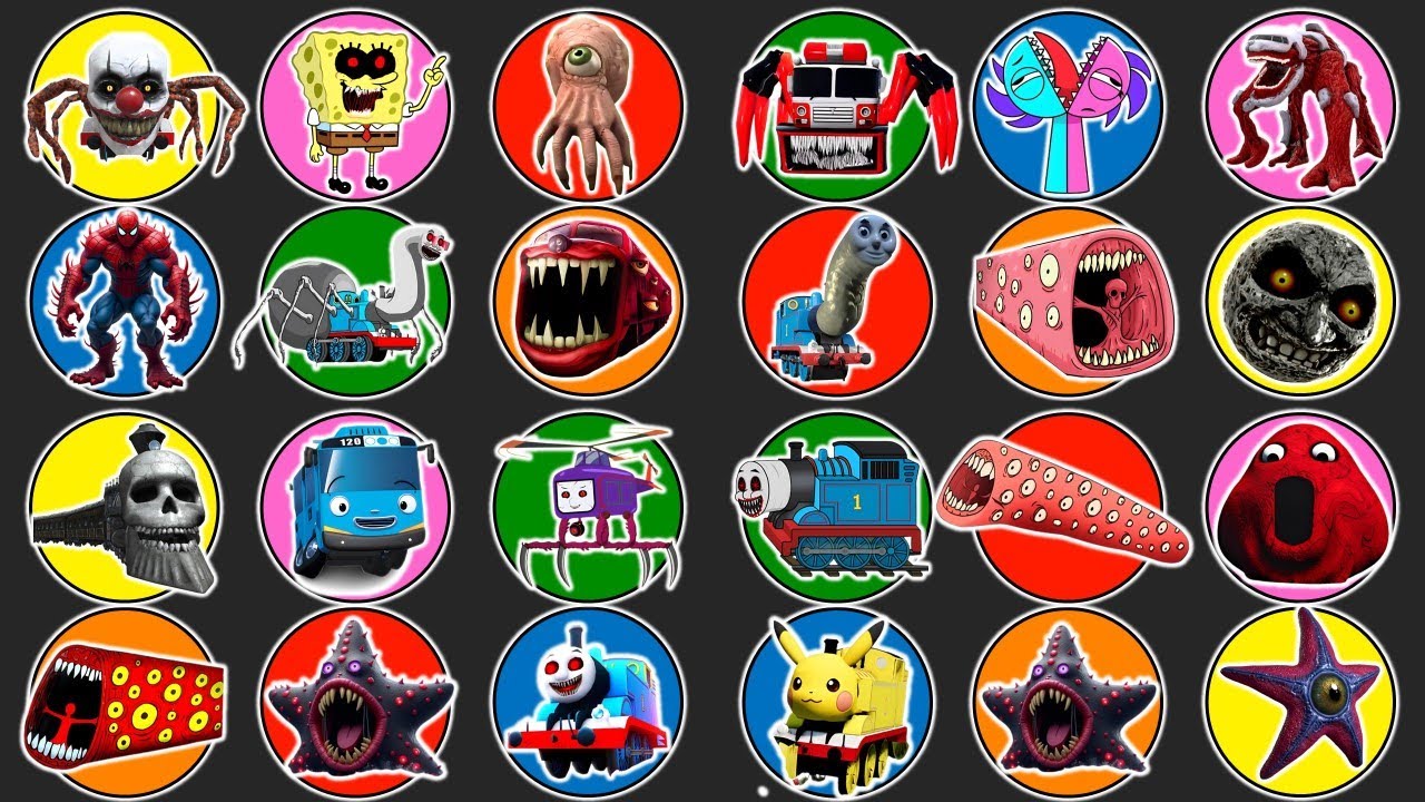 Spin Wheel Thomas Exe,Train Eater,Pou,Spongebob Exe,Brain Eye,Scary Moon,Bus Tayo,Starro,Hungry Star