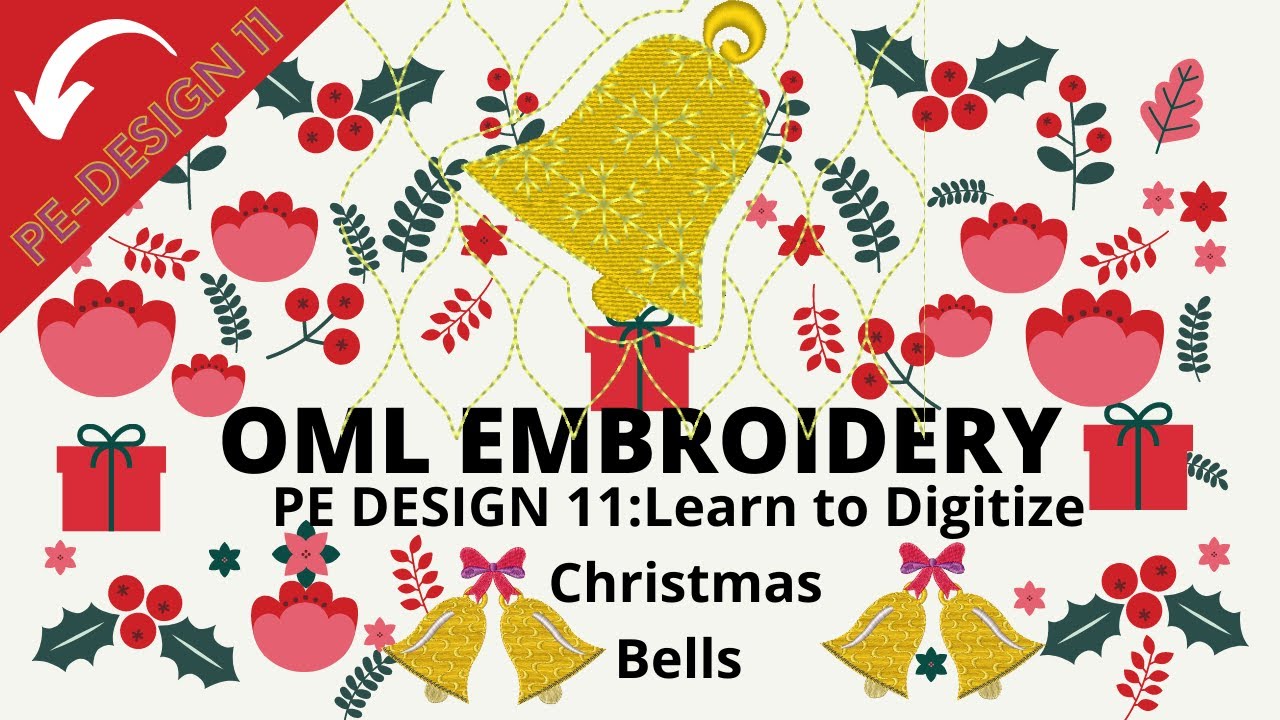 PE Design 11 embroidery software: digitize Christmas embroidery Bells
