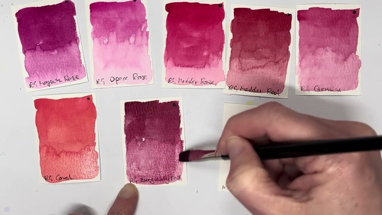 Swatching all Rosa Gallery Watercolour Cool Reds, and an interloper: Let's focus on the pinks