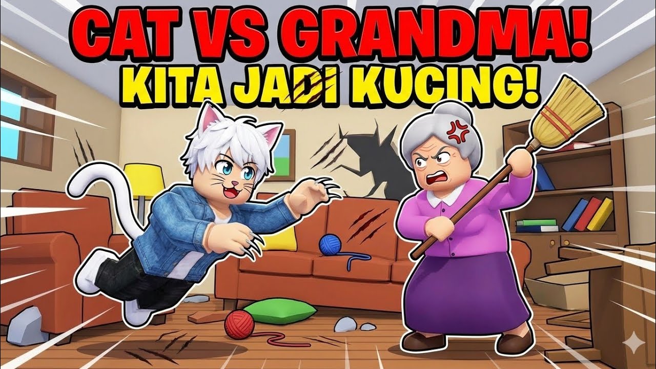 ​PERANG LAWAN NENEK! Misi Menghancurkan Seisi Rumah di Roblox Cat vs Grandma!